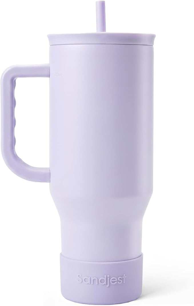 SANDJEST Purple 40oz Tumbler with Handle and Straw, Insulated Stainless Steel Travel Coffee Mug for Women Girls, Gift Idea for Birthday Christmas Mothers Day