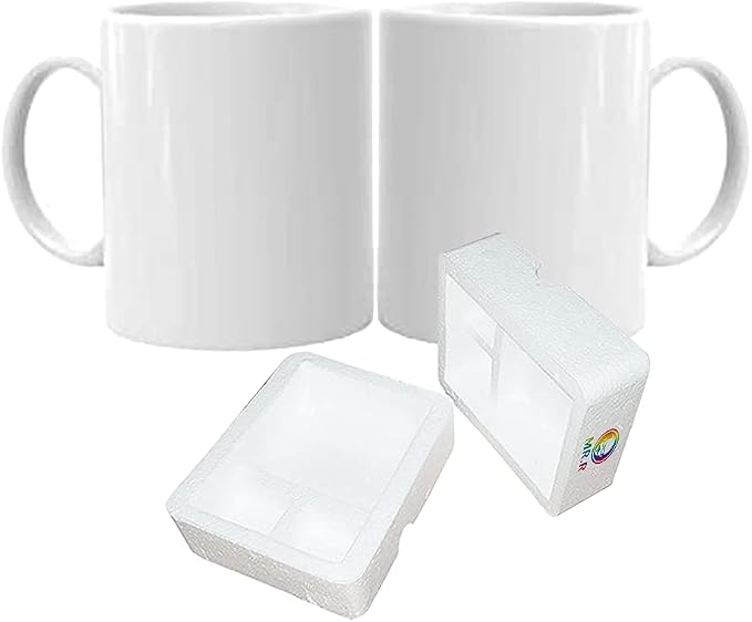 MR.R Sublimation Blanks Dishwasher White Ceramic Coffee Mugs Drinking Cup Mug For Milk Tea Cola Water,11oz, 2PCS per set