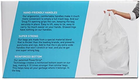 Hippo Sak - Tall Kitchen Garbage Bags with Ergonomic Handles - 13 Gallon Trash Bags - Super Strong, Patented Reinforced Bottom and Leak Proof Tall Kitchen Trash Bags - Heavy Duty Trash Bags (90 Count)