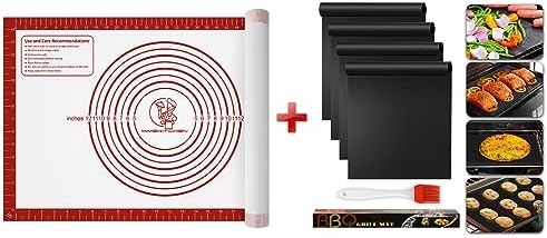 4Pack Oven Liners Teflon Oven Mat + Pastry Mat for Rolling Dough