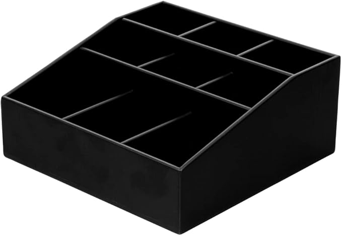 Restaurantware-11.75 x 5.5 Inch Coffee Condiment Organizer, 1 Square Creamer Organizer - 9 Compartments, Break-Resistant, Black Bamboo Coffee Accessory Caddy, Won't Chip, For Sugar Packets & Creamers