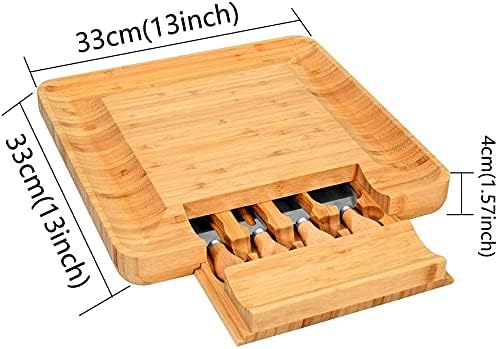 BT Trendz Personalized Charcuterie Board/Customized Bamboo Cheese Board/Serving Tray and Knife Set - Perfect Corporate, Wedding, Closing, Realtor, Birthday, Housewarming Gift - Gift for Dad/Mom (04)
