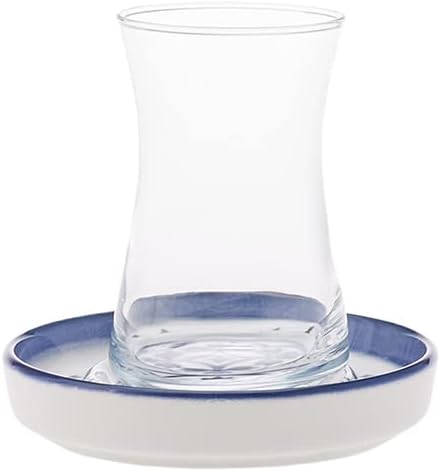 KARACA Zeher Turkish Tea Glasses Set of 12, Tea Cups with Saucers for 6 People, Traditional Turkish Tea Set, Clear Glass, 160ML