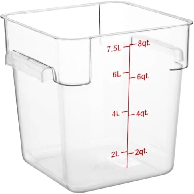 Soro Essentials- 8 qt. Polycarbonate Square Food Storage Container with Graduated Markings Clear Color- Stackable Storage Bin Plastic Food Container with Handle for Pantry Organizer Storage Kitchen