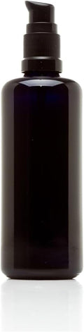 Infinity Jars Ultraviolet Glass Push Pump Bottle 100 Ml (3.4 fl oz) Refillable Containers for Lotion Homemade Cosmetics Make-up Skin Care Cream, Lotion, Shampoo, Conditioner Dispenser Bottles