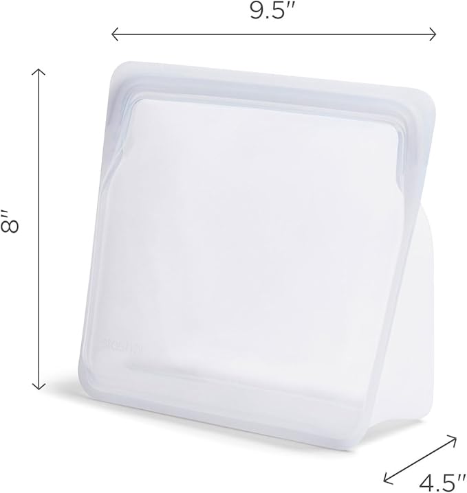 Stasher Silicone Reusable Storage Bag, Stand-Up Mega Bag, Reusable Freezer Bags, Microwave, Dishwasher, Oven Safe, Sous Vide, Premium Lunch Container, Eco Friendly, Food Storage Bags, 104 oz, Clear | Reusable Food Bag