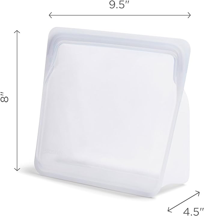 Stasher Silicone Reusable Storage Bag, Stand-Up Mega Bag, Reusable Freezer Bags,Microwave,Dishwasher,Oven Safe,Sous Vide,Premium Lunch Container,Eco Friendly,Food Storage Bags,104 oz,Clear (Pack of 2)