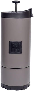 BruTrek® by Planetary Design OVRLNDR Travel Coffee French Press, 24 fl.oz, Double Wall Insulated, Patented Removable Bottom, Locking No Spill Lid, On The Go Coffee Brewing (Storm Gray)