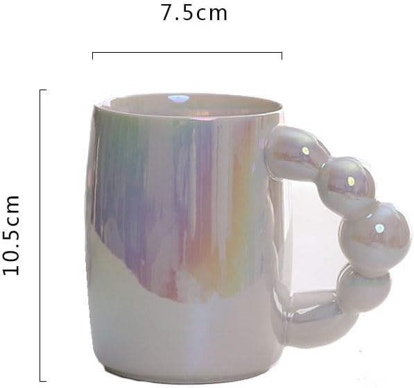 Pearl Ceramic Coffee Mug for Tea Latte Milk Cute Love Shape Cup for Home Office Women Gift 6.5 oz (Pearls White, 380 ml)