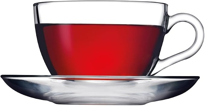 Pasabahce Premium Modern Turkish Tea Glasses & Saucers Set,12 Piece Coffee Mugs Set, Drinking Glasses For Latte, Cappuccino, Mocha, Hot Chocolate, Juice and Hot or Iced Beverage