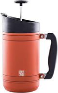 BruTrek® by Planetary Design BaseCamp Coffee Press - Double Wall Insulated Stainless Steel - Bru-Stop Technology, No Grounds in Coffee, No Spill Lid (Red Rock, 32 fl.oz)