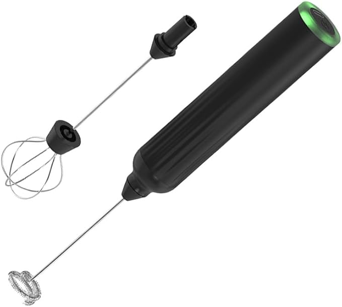 Electric Milk Frother Handheld – 3-Speed USB-C Rechargeable Foam Maker for Coffee, Latte, Cappuccino – 15s Fast Froth – 304 Stainless Steel Whisk – 1500mAh Battery (Black)