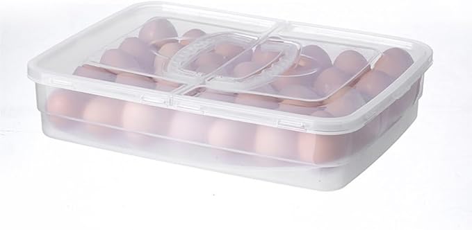 TOWINE Food Storage Containers Egg Preservation Box Refrigerator Egg Storage Box Home Preservation Storage Box Kitchen Multi-Grid Portable Egg Box (Color : Clear, Size : C)