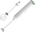 Electric Milk Frother Handheld – 3-Speed USB-C Rechargeable Foam Maker for Coffee, Latte, Cappuccino – 15s Fast Froth – 304 Stainless Steel Whisk – 1500mAh Battery (White)