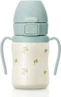GROSMIMI Insulated 316 Stainless Steel Spill Proof Straw Cup, Water bottle with Flip Top for Toddlers, BPA Free (olive, 6oz)