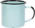 Red Co. Set of 6 Enamelware Metal Medium Classic 12 Oz Round Coffee and Tea Mug with Handle, Distressed Aqua/Black Rim