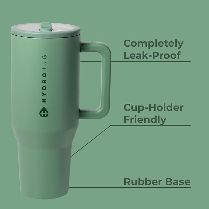 HydroJug Traveler 40oz, Insulated Tumbler with Handle & Straw, Sage