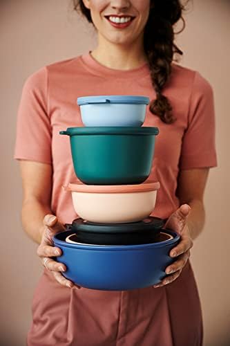 Mepal – Multi Bowl Cirqula 4-Piece Set – Food Storage Container with Lid - Suitable as Airtight Storage Box for Fridge & Freezer, Microwave Container - 350, 750, 1250, 2250ml - Vivid blue