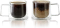 LEMONSODA Double Walled Glass Coffee Drink Mug with Handle - Set of 2 (250 mL / 8.5 fl. oz) Insulated Thermal Mugs Glasses For Tea, Coffee, Latte, Cappucino, Cafe, Milk - Housewarming Gifts