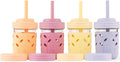 Elk and Friends Kids + Toddler Glass Cups | The Original 8oz Glass Mason Jar with Sleeves + Lids | Silicone Straws + Stopper | Smoothie Cup | Food Storage | Spill Resistant | Dishwasher Safe | 4 Pack