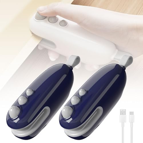 2025 Mini Bag Sealer, 2-in-1 Rechargeable Heat Sealer & Cutter with Magnet, Portable Handheld Resealer for Plastic & Snack Bags, Ideal for Food Storage (White)