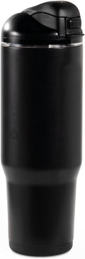HydroJug Ease2o Water Bottle with Straw & Chug Lid, Stainless Steel, Vented Cap to Help Reduce Pressure, Water-Level Window, Cup Holder Friendly, Non-Slip Base – 40oz, Black