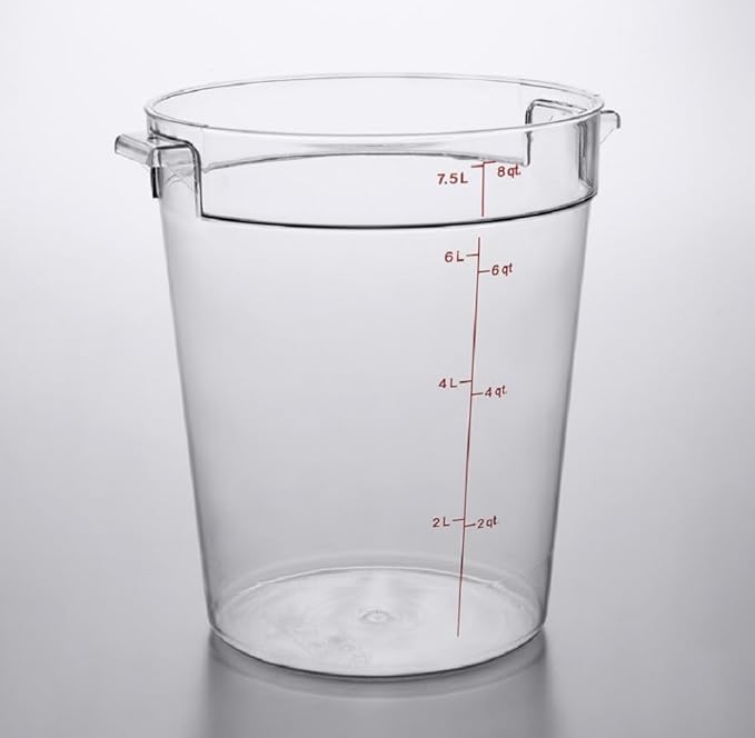 Soro Essentials- 8 qt. Polycarbonate Round Food Storage Container with Graduated Markings Clear Color- Stackable Storage Bin Food Container with Handle for Pantry Organizer Storage Kitchen Fridge