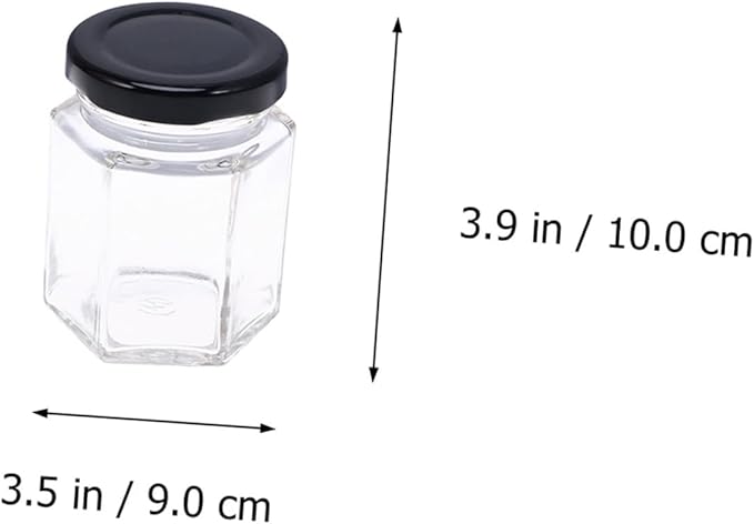 Abaodam Hexagonal Glass Food Storage Jars 380ml, Airtight Kitchen Grain and Snack Seal Containers with Lids, 10pcs Set for Pantry Organization and Meal Prep