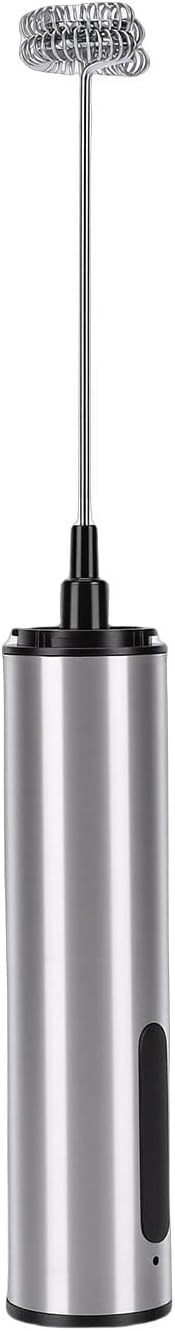 AMONIDA Milk Frother Wand, Stainless Steel Handheld Electric Whisk, USB Rechargeable Milk Frother with 800mAh Battery, Ideal for Coffee, Latte, Cappuccino, Hot Chocolate, Egg & Matcha