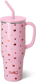 Swig Life 40oz Mega Mug, 40oz Tumbler with Handle and Straw, Extra Large Insulated Tumblers, Cup Holder Friendly Travel Mug (Sweethearts)