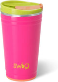 Swig Life 24oz Party Cup, Stackable Insulated Travel Coffee Tumbler with EZ Slider Lid, Cup Holder Friendly, Stainless Steel 24 oz Tumbler, Reusable Coffee Mug (Tutti Frutti)