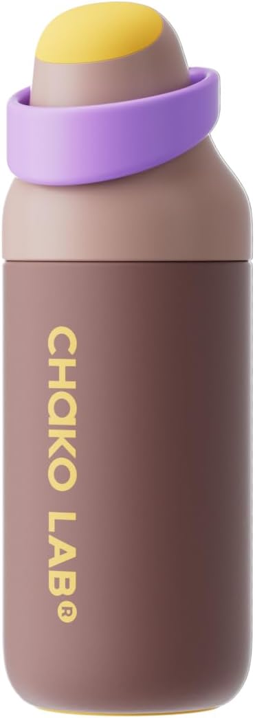 CHAKO LAB Insulated Stainless Steel Water Bottle, BPA-Free Sports Water Bottle,Spout and Straw,Leak Proof Locking Lid,Designed for Travel, School, and Sport,BPA Free,18 oz,Coco