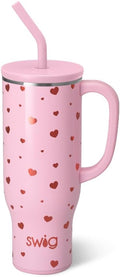 Swig Life 30oz Mega Mug, 30oz Tumbler with Handle and Straw, Large Insulated Tumblers, Cup Holder Friendly Travel Mug, Stainless Steel 30 oz Tumbler, Reusable Insulated Water Bottle (Sweethearts)