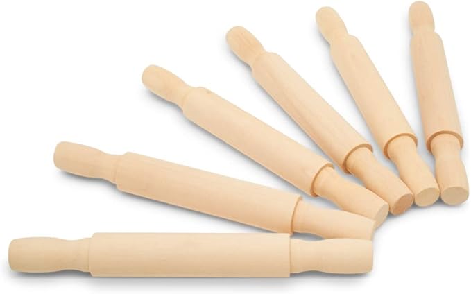 Wooden Mini Rolling Pin, 7 Inches Long, Pack of 12, Perfect for Fondant, Pasta, Baking in the Kitchen, Crafting by Woodpeckers