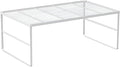 Kitchen Cabinet Storage Shelf Stackable Wire Spice Rack Organizer Heavy Duty Space Saver for Bathroom Bedroom Closet Laundry Room Office Countertop - White, Pack 1
