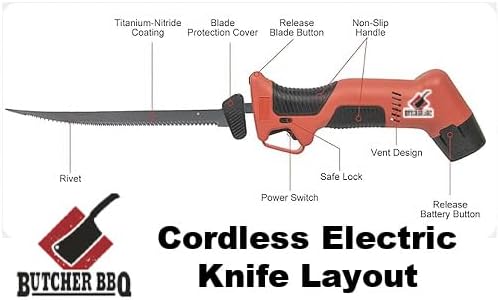 Butcher BBQ Cordless Electric Knife - Carving and BBQ Knife