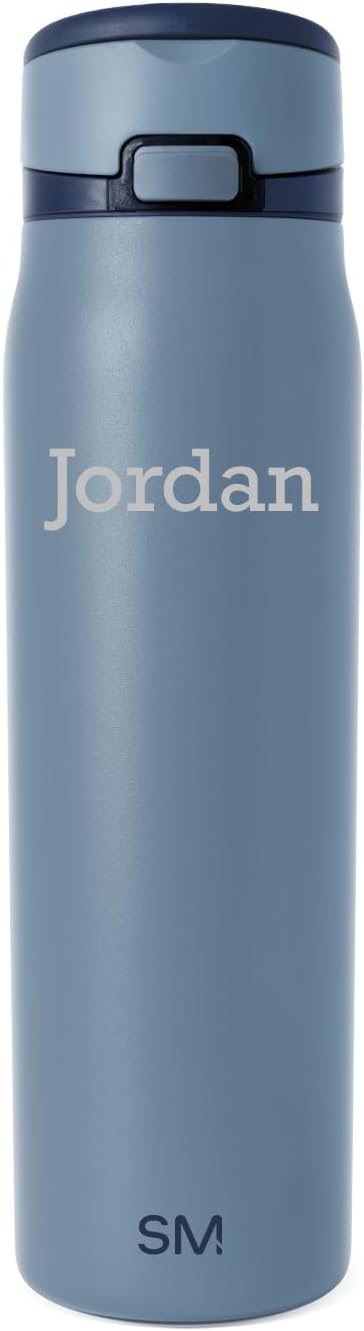 Simple Modern Personalized Mesa Loop Water Bottle with Covered Straw and Handle | 30oz Cup Holder Friendly Insulated Stainless Steel Bottles for Travel, Sports and School | Deep Dune