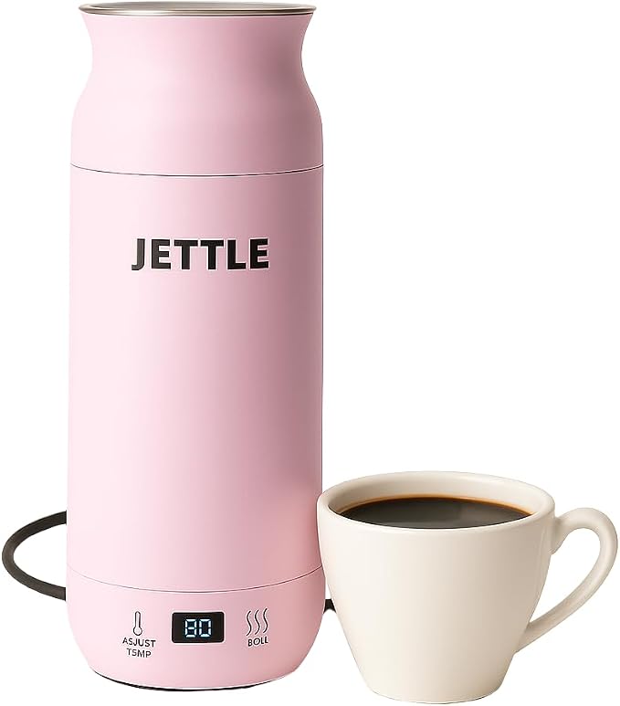 Jettle Electric Kettle - Travel Portable Heater for Coffee Tea Milk Soup - Stainless Steel Travel Water Boiler tea pot with Temperature Control - LED - Automatic Power Off - 450ml - Kitchen Appliance
