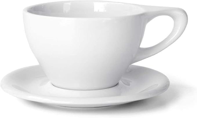 notNeutral Lino Porcelain Cup & Saucer Large Latte 12 oz (White, 12 oz, 2)