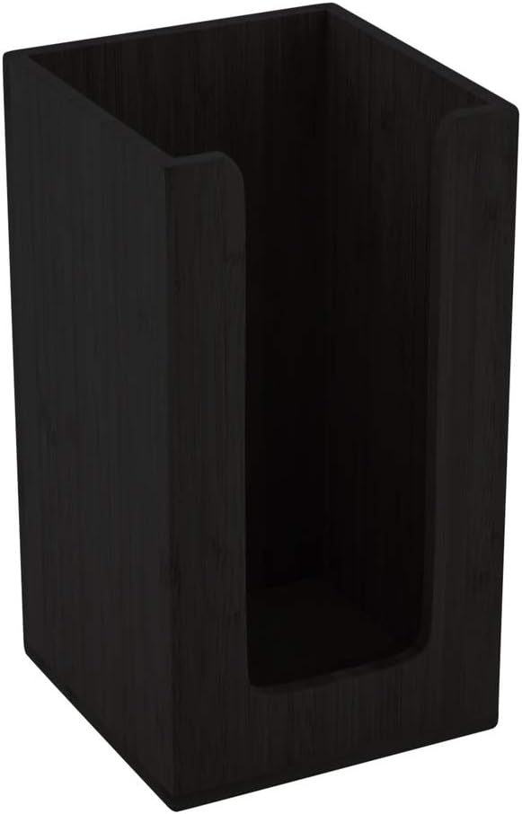 Restaurantware-4.5 x 8 Inch Coffee Cup Dispenser, 1 Countertop Cup Lid Organizer - Holds Cups/Lids/Napkins Up To 3.75 Inch in Diameter, Black Bamboo Cocktail Napkin Holder, For Bars or Offices