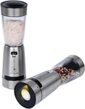 Electric Salt and Pepper Grinder Set – Rechargeable Stainless Steel Mills – Upgraded 800mAh Battery, Large 200ml Capacity, & 5 Adjustable Coarseness Levels – Kitchen Seasoning Tools