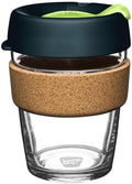 KeepCup Brew Cork, Reusable Glass Tumbler with Natural Cork, Tall Coffee Cup 12oz/340ml - Deep