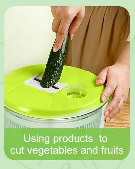6 In 1 Salad Spinner, Large Salad Spinner with Vegetable Chopper, Multi-Use Lettuce Spinner, Fruit Washer, Wash, Spin and dry Salad Greens, Fruits & Vegetables, Kitchen Tools, Drain,5 Quart