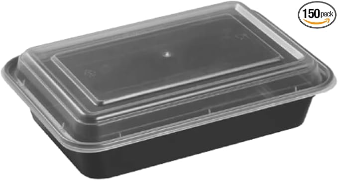 ICE N COLD Reusable To-Go Food Meal Prep Storage Containers with Leak Proof Snap Lids 48oz | 1420ml | 150-Pack