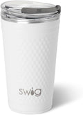 Swig Life 24oz Party Cup, Stackable Insulated Travel Coffee Tumbler with EZ Slider Lid, Cup Holder Friendly, Stainless Steel 24 oz Tumbler, Reusable Coffee Mug (Golf Ball)