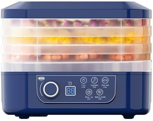 2026 New Food Dehydrator Dryer Machine with 5 Trays for Home, Digital Adjustable Timer & Temperature Control, Ideal for Fruits, Meat, Vegetables, Candy & Snacks (Blue)