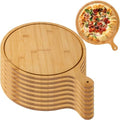 Pizza Serving Board Tray Set of 8, Wooden Lightweight Handles, Up to 13 Inches, Pizza Making Storage, Perfect for Parties and Gatherings,Light Brown,12inch