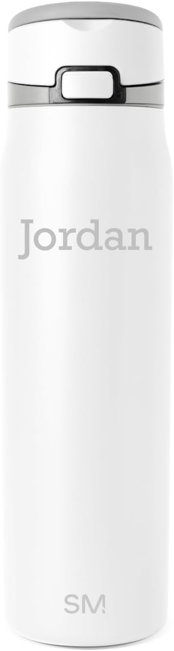 Simple Modern Personalized Mesa Loop Water Bottle with Covered Straw and Handle | 30oz Cup Holder Friendly Insulated Stainless Steel Bottles for Travel, Sports and School | Winter White