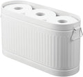 mDesign Large Steel Free Standing Toilet Paper Organizer, 6-Roll Tissue Storage Holder Container Bin for Bathroom Floor, Fits Under Sink, Vanity, Shelf, In Cabinet, or Corner, Oscar Collection - White