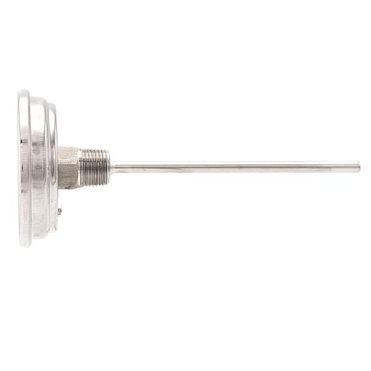 PIC Gauges B3B6-SS SS Case Bimetal Thermometer, 316 SS Stem, Back Angle Connection, 3" Dial, 6" Stem Length, 150/750° F & 66/399° C Temperature Range